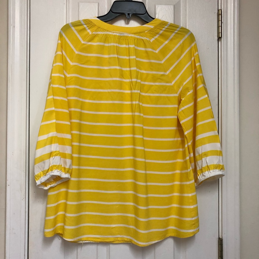 Bright yellow & white stripped Crown & Ivy top - Picture 3 of 5